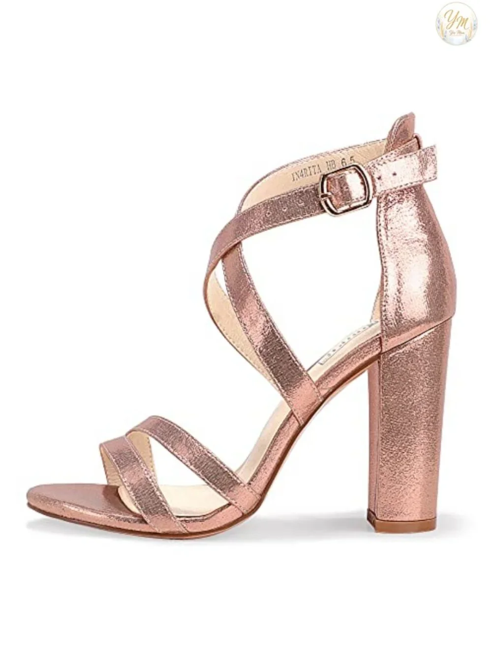 IDIFU Strappy Heels Chunky High Open Toe Ankle Strap Heeled Sandals Bridal